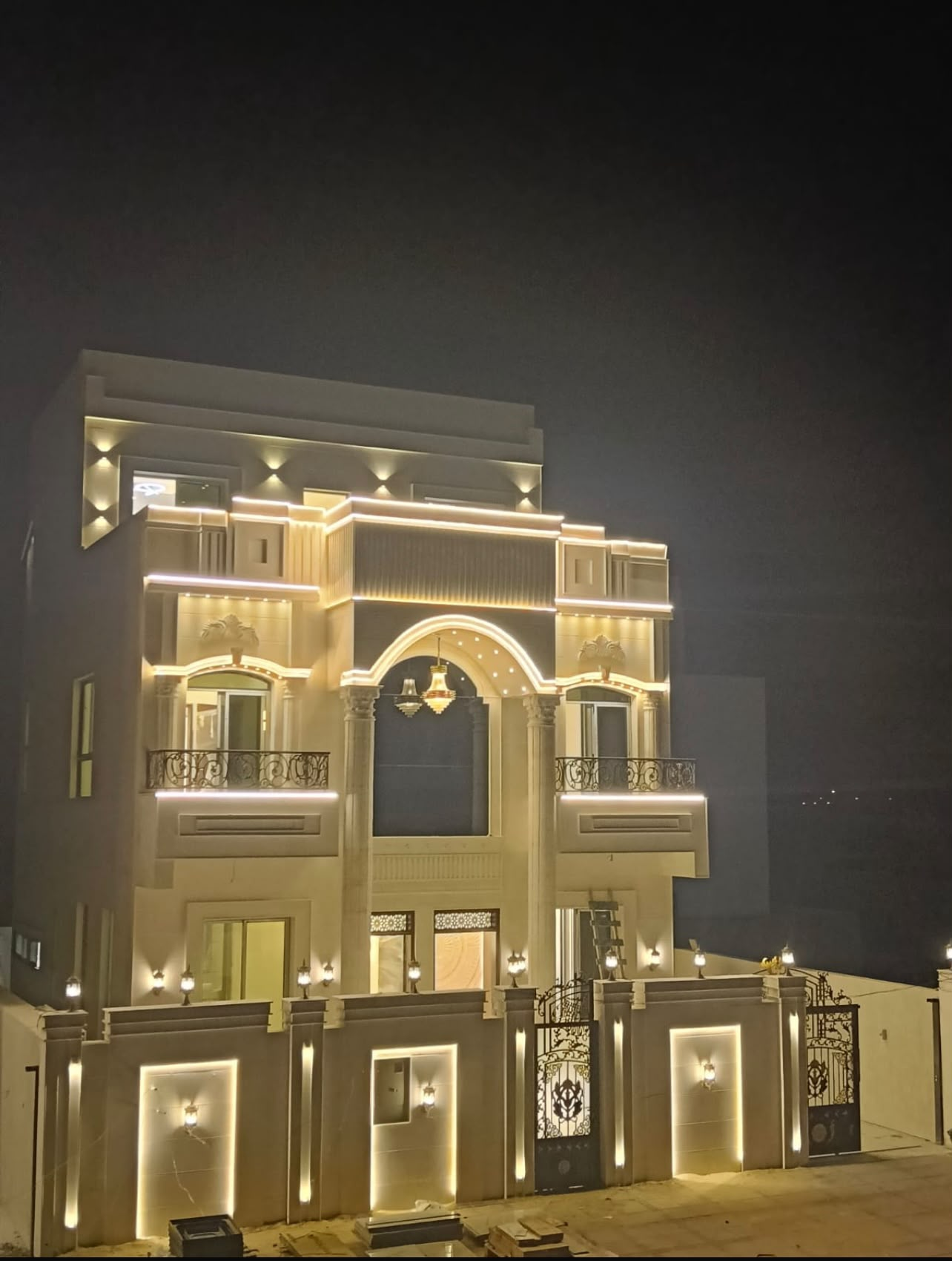 Completed residential building with finished facade